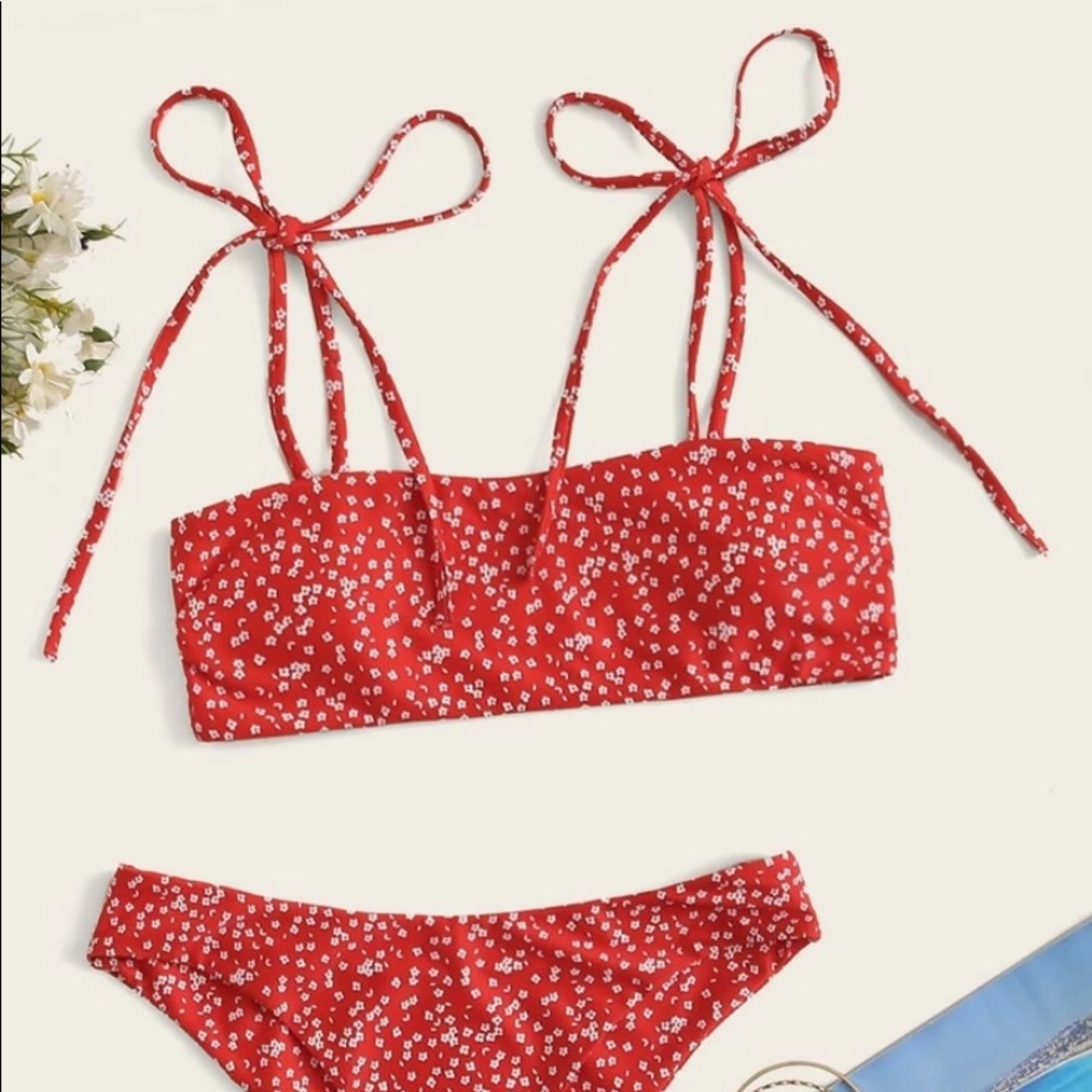 romwe red bikini